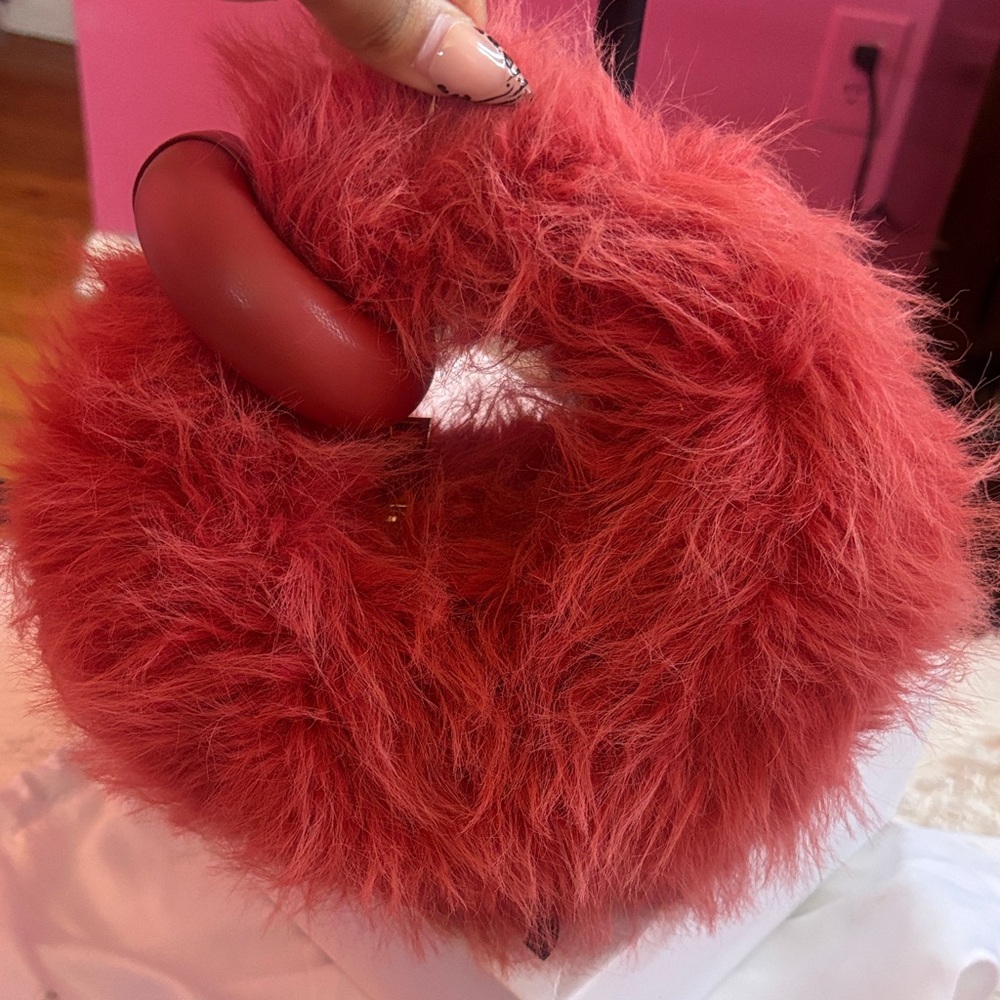JW PEI Red Fluffy Mini Bag
